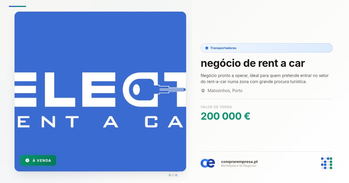 negócio de rent a car - Comprar Empresa